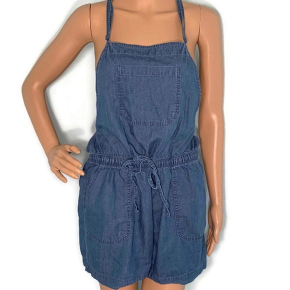 toxik3 Pants - Denim Spaghetti Strap Romper.